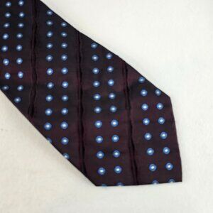 Hugo Boss Silk Tie Mens Burgundy Blue Geometric 3.5x57 Made in Italy Necktie
